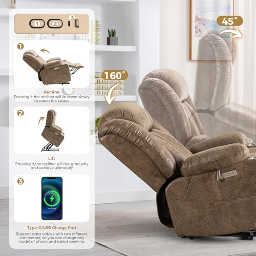 Sillón eléctrico reclinable plegable Marrón claro miniatura 5