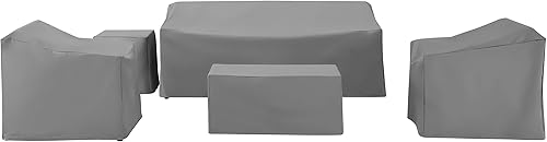 Miniatura 2 de Crosley Furniture Fundas impermeables para muebles de patio, juego de 5 piezas para sofá, sillas y mesas al aire libre, color gris
