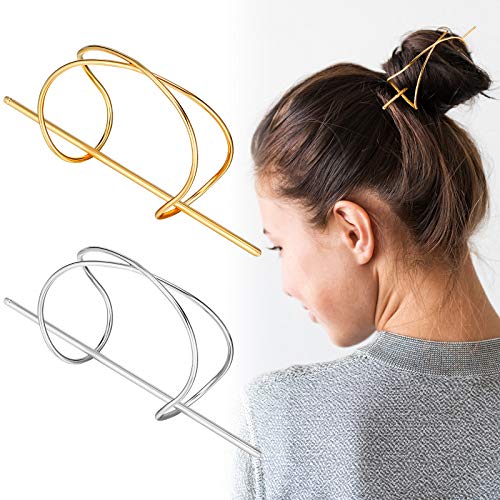 2 Pieces X Shaped Hair Cuff Bun Metal Hair Stick Pin Set Decorative Hair Bun Holder Vintage Metal Hairpin Clamp Retro Hair Accessories for Women Girls