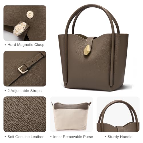 Bolso de cubo de cuero genuino para mujer miniatura 7