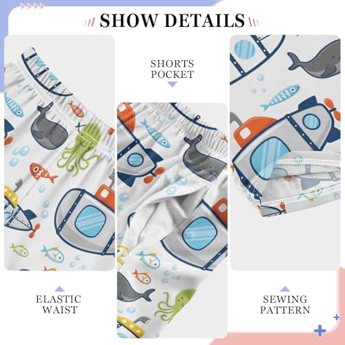ZZXXB Sea Whale Submarine Boys Long Pants Soft Trousers Elastic Waist Kids Lounge Bottoms with Pockets S-XL4