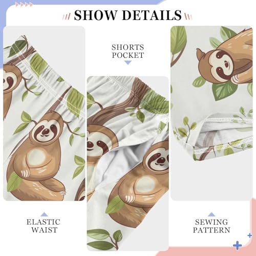 ZZXXB Lovely Sloth Tree Boys Long Pants Soft Trousers Elastic Waist Kids Lounge Bottoms with Pockets S-XL4