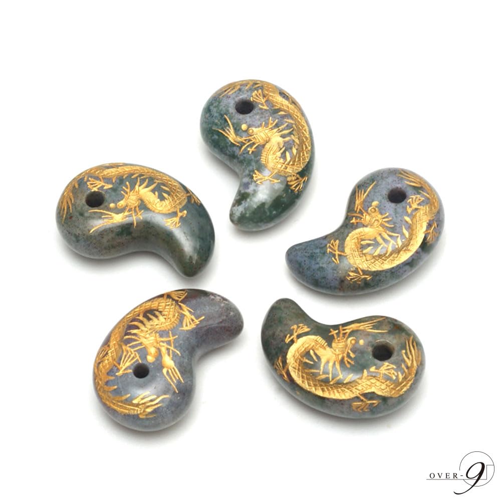 Amazon.co.jp: 朱砂 龍神 勾玉 金彫り パワーストーン お守り 31mm