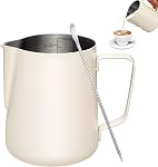 Milk Frothing Pitcher 20oz/600ml, Stainless Steel Espresso Steaming Pitcher Milk Jug, Perfect for Cream, Coffee, Water, Juices, Smoothies Black