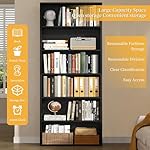 Shintenchi Bookshelf,6-Tier Open Bookcase and Bookshelves,6 Shelf Display Storage Shelves Floor Standing 70.6 inches Tall Bookcase for Home Office, Living Room (Black) - Image 5