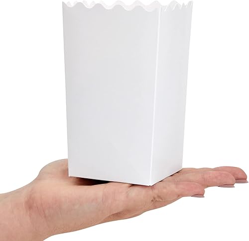 Miniatura 4 de Paquete de 100 cajas blancas de palomitas de maíz para fiestas, recipientes de papel a granel para decoraciones nocturnas de películas (3.3 x 5.5 x