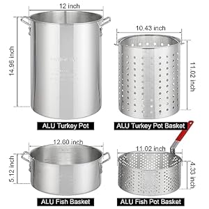 30qt turkey fryer pot with basket and burner 10qt fish fryer 54000btu outdoor deep fryer crawfish boiler with thermometer marinade injector turkey rack lifter for outdoor parties thanksgiving  urban country home decor