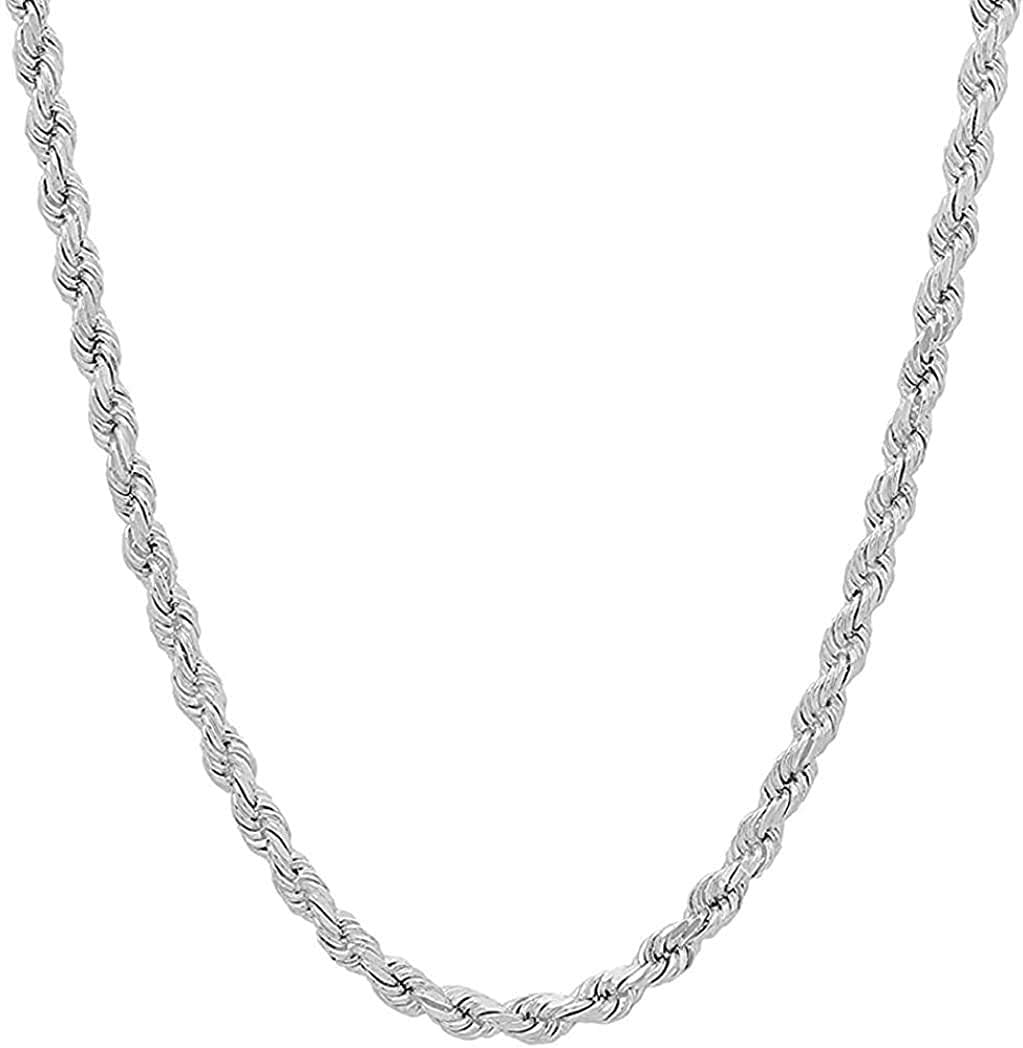 Savlano 925 Sterling Silver 5mm Solid Italian Rope Diamond Cut Twist Link Chain Necklace With a Gift Box For Men & Women - Made in Italy
