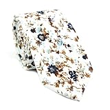 DAZI Men's Skinny Tie Floral Print Cotton Necktie, Great for Weddings, Groom, Groomsmen, Missions, D