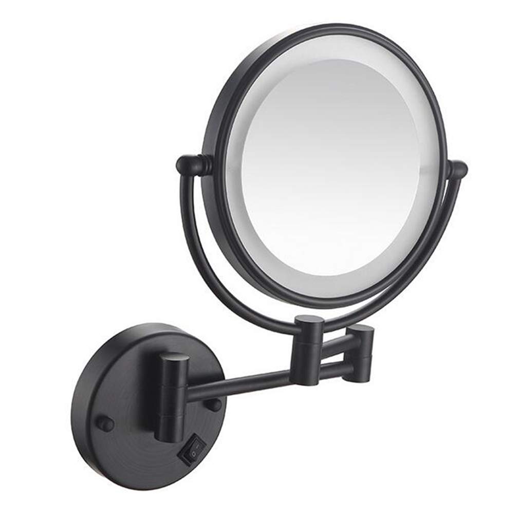 Miroir de maquillage à LED mural noir 8 pouces grossissement 5X