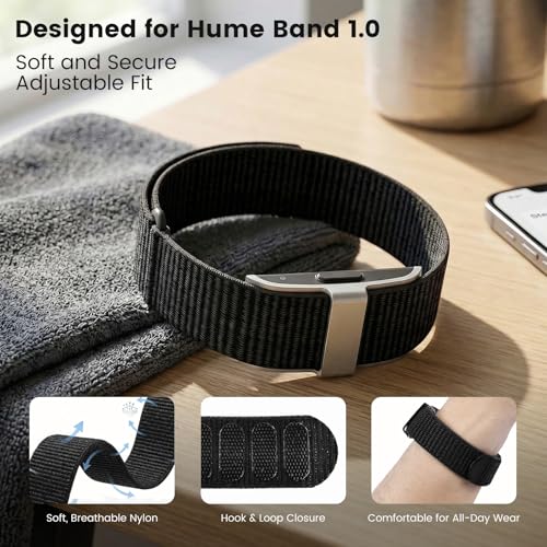 BlackPro for Hume Band Replacement Strap, Soft Breathable Nylon Loop Wristband for HumeHealth Watch Band (Black+Light Blue) by BlackPro - Used condition - Image 2