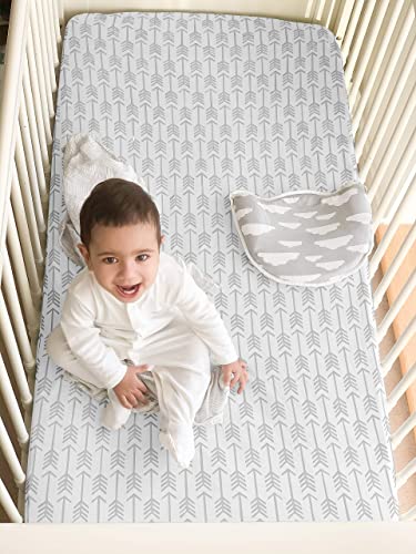 Pack N Play Sheets – Pack And Play Sheets 4 Pack – 100% Super Soft Jersey Knit Cotton Playard Mattress Sheets – Portable Playpen Sheet – Fitted Play Yard Mini Crib Sheets For Boy & Girl (24 X 38 X 5) #TOP5