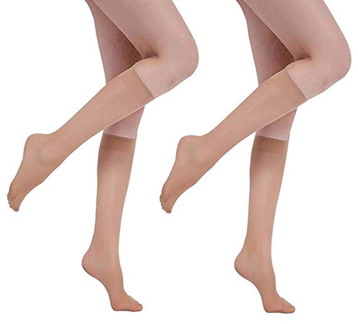 pinkit Women's Ultra Thin Transparent Knee Length Stocking (Beige)- 2 Pair-picture-1
