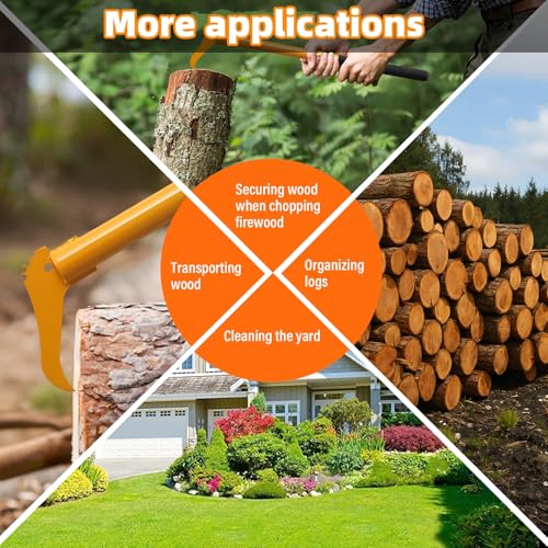 TAILERNRUYE Hookaroon,29 inch Heavy Duty Manganese Steel Pickaroon with Anti-Slip Handle for Lifting Rotating Dragging Stacking Logs Moving Wood Firewood Tool Forestry Tools