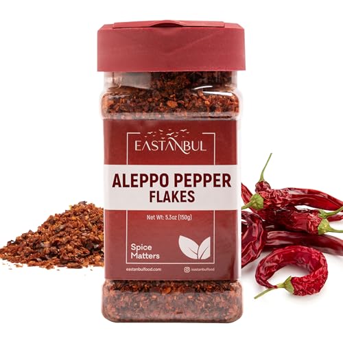 Eastanbul Aleppo Pepper 150g Aleppo Pepper Flakes Ground from Turkey Pul Biber for Mediterranean & Middle Eastern Dishes Crushed Turkish Red Biber Flakes Mild Chili Vegan Gluten Free