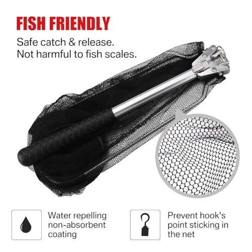 MI CASA Fishing Net Fishing Landing Net Fixed Pole Handle Durable Nylon Material Mesh for Bird Fish Catch Release Lightweight Portable Aluminum Alloy Frame, 55cm Total Length - Image 5