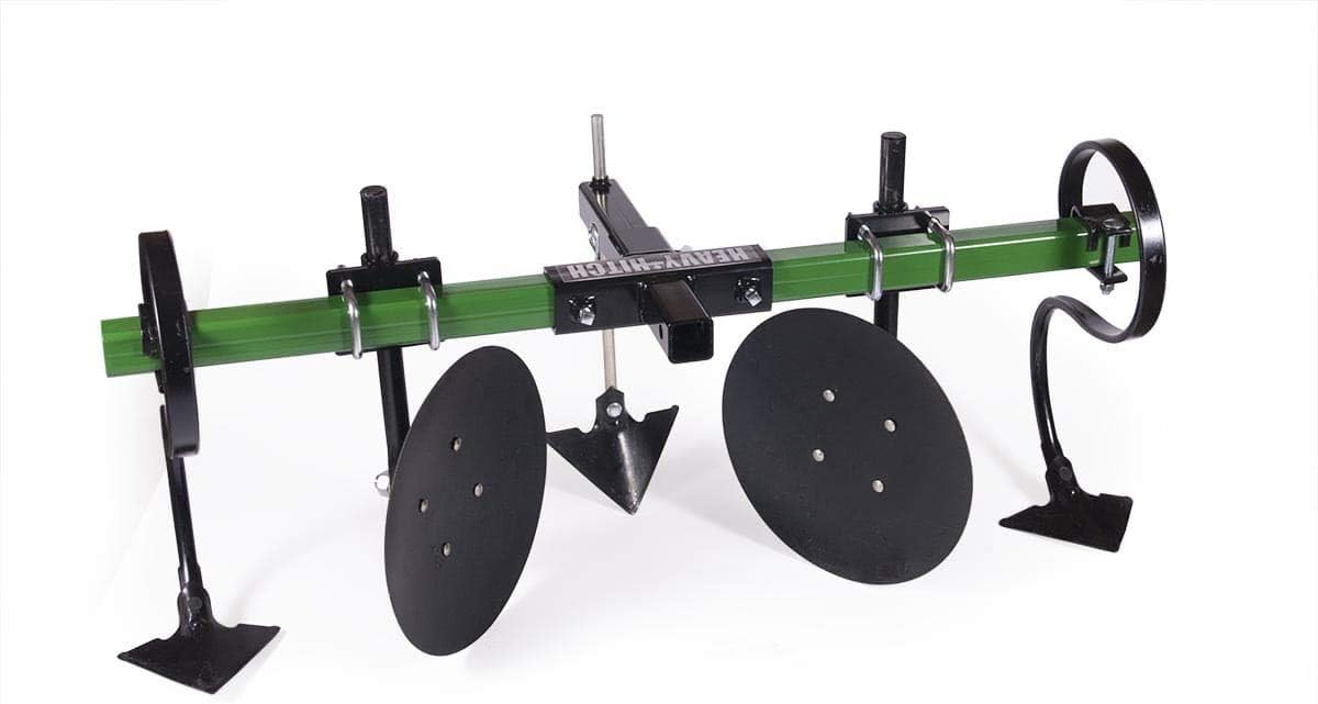 Heavy Hitch Multi-Purpose Disc Cultivator Garden Bedder 3-Point Attachment with S-Tines and Row Maker Insert Powdercoated in Green | USA Made for Compact/Sub-Compact Tractors