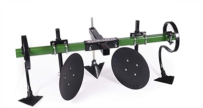 Heavy Hitch Multi-Purpose Disc Cultivator Garden Bedder 3-Point Attachment with S-Tines and Row Maker Insert Powdercoated in Green | USA Made for Compact/Sub-Compact Tractors