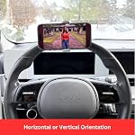 Maxby Steering Support de porte-phone pour l'utilisation en stationnement, Serre-clamp universel pour la plupart des téléphones, 360° Support réglable rotatif, détachement d'attache rapide, vue mains libres pour attendre et repas dans la voiture
