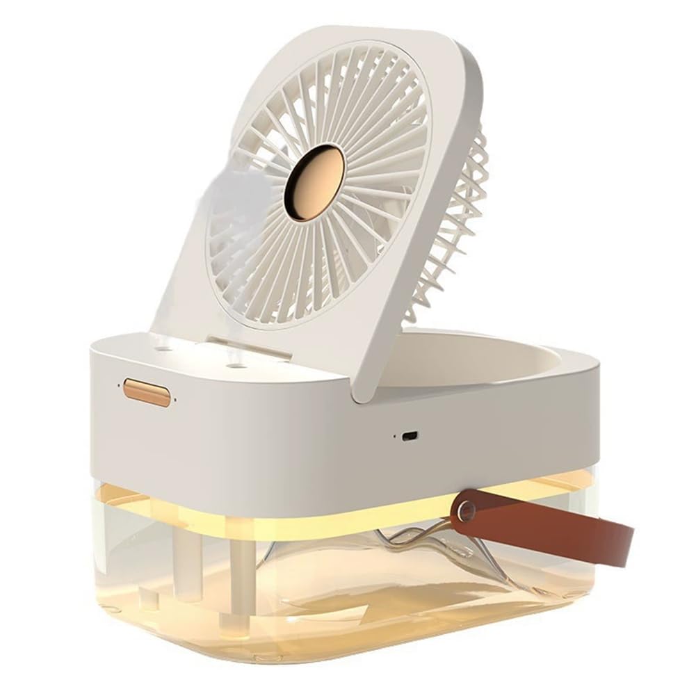 CTRLZS Misting Fan with Dual Outlet Humidifier, Portable USB Rechargeable Air Cooler with Water Tank for Home,