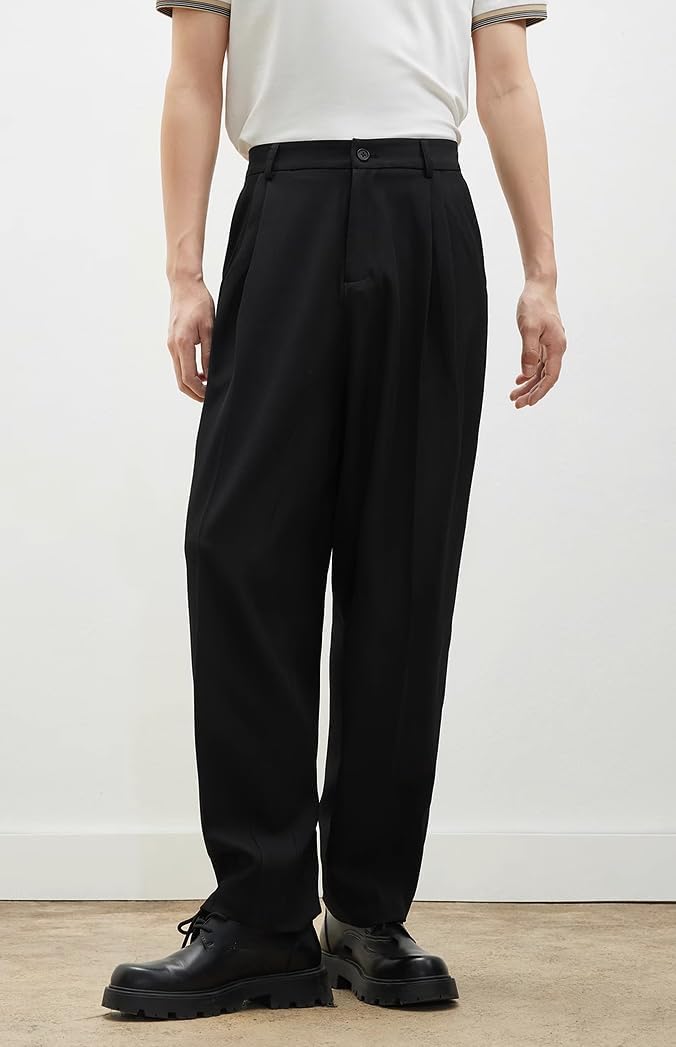 Men's Suit Pants Black Straight Leg Casual Commuter Sports Pants Spring Summer for Men