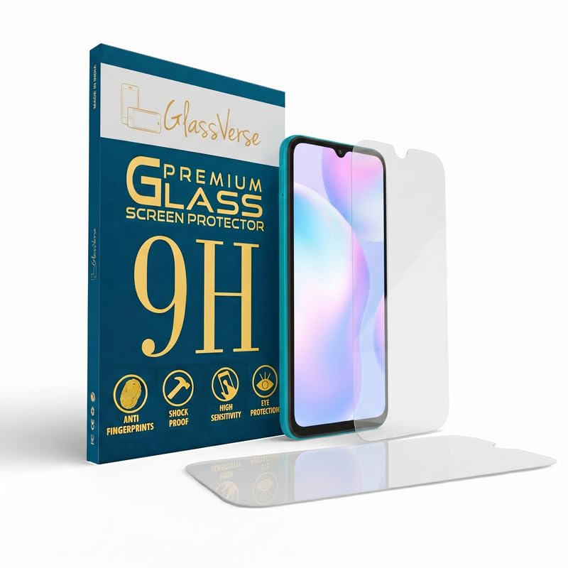 Image of GlassVerse 9H Tempered Glass For Redmi 9A Sport (Pack Of 2) with Free Installation Kit Full screen Coverage Free Replacement If Received Damaged - 6.53 inch