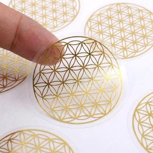 Tenare 120 Stück Blume des Lebens Aufkleber Transparent Lebensblume Etiketten Yoga...