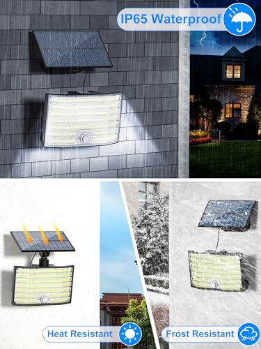 Image of Solar Lights Outdoor, 226LED Solar Security Lights Outdoor Motion Sensor, 3 Modes Split Solar Powered Flood Lights, IP65 Waterproof with Remote & 16.5Ft /5M Cable for Outside Garden Shed Yard 【2 Pack】