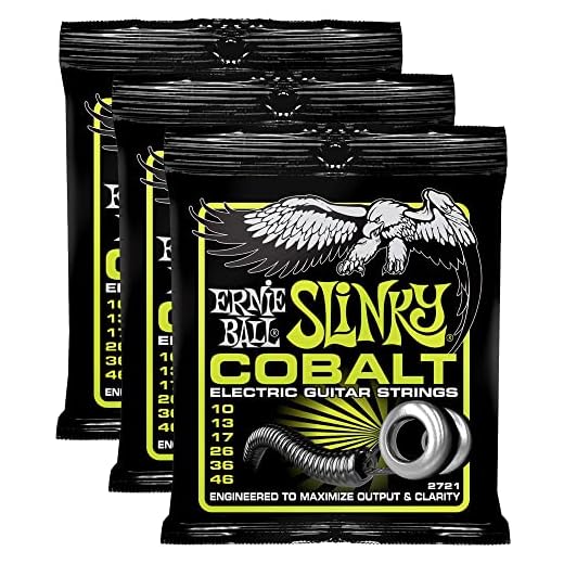 Ernie Ball 2721 Cobalt Regular Slinky Electric Guitar Strings for Maximize Output & Clarity (3-pack)