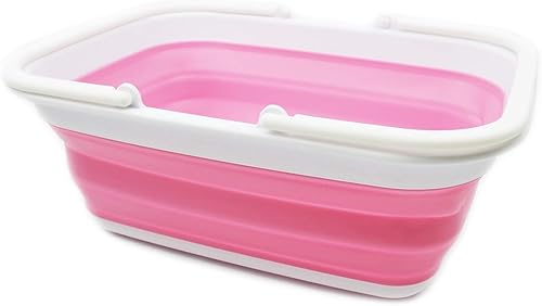 Miniatura 31 de SAMMART SAMMART - Bañera plegable con asa de 9.2L (2.37 galones) - Cesta de picnic portátil al aire libre/cráter - Bolsa de compras plegable - Azul