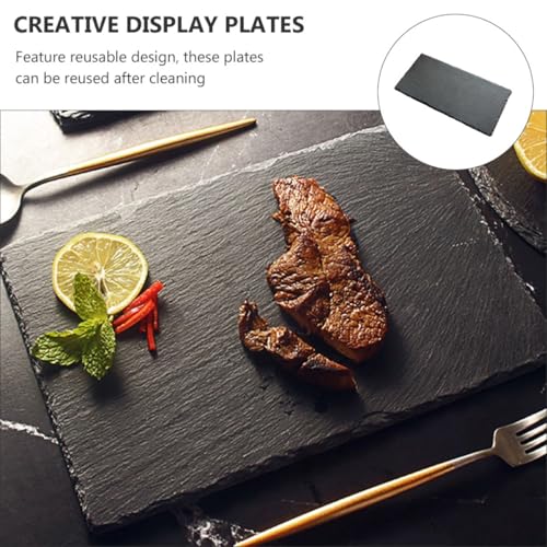 Platos de piedra aislados para sushi x2, 25x12cm miniatura 6