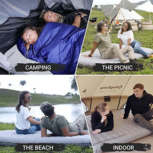 Kingcamp 5.9" Thick Air Mattress Sleeping Pad For Camping Double Inflating Camping Mat Queen Size Portable Air Bed With Pump Sack For Travel Hiking Tent, Grey #TOP7