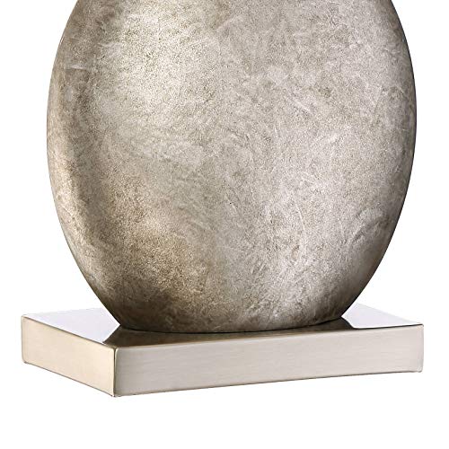 360 Lighting Royce Modern Table Lamps Set Of 2 24 1/2" High Silver Metal Teardrop Off White Tapered Rectangular Shade Decor For Bedroom Living Room House Bedside Nightstand Office Family #TOP4