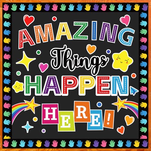 Classroom Bulletin Board Decorations Colorful Motivational Wall Door Decor Welcome Back to School Bulletin Board for Kindergarten Preschool Elementary Middle School- Amazing Things Happen Here