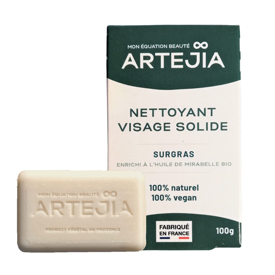 Jabón Limpiador Facial para Pieles Sensibles, Surgras, con Aceite Orgánico Mirabelle Natural, Suave, Vegano y Eco-Responsable