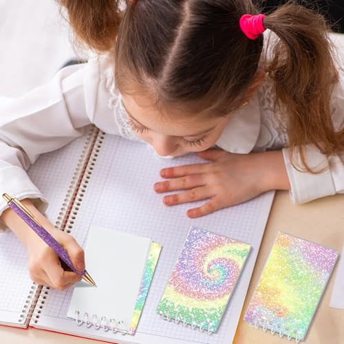 Image of Glenmal 24 Pcs Mini Notepads for Kids Party Favors Mini Tie Dye Note Pads Glitter Colorful Little Pocket Notepads for Girls Gift Classroom Rewards 20 Pages Each (Bright Colors)