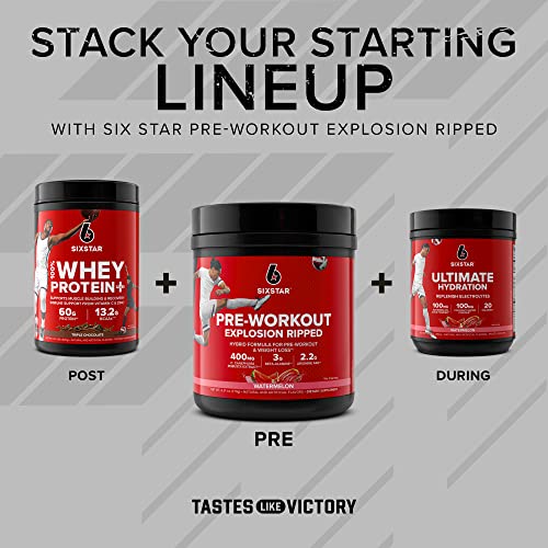 Pre Workout + Weight Loss | Six Star Preworkout Explosion Ripped | Pre Workout Powder For Men & Women | Preworkout Energy Powder Drink Mix | Sports Nutrition Pre-Workout Products, Watermelon, 30 Serv #TOP4