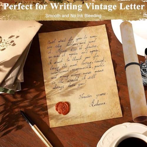 Image of 50 Sheets Vintage Writing Paper, Double-Sided Retro Scrapbook Paper for Letter Writing, Decorative Stationery Paper, 8.3 x 11.2 Inch, 100 GSM, Journaling, DIY Card Making, Crafting Supplies