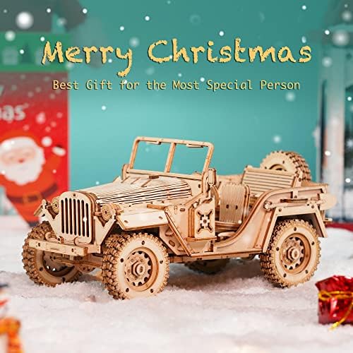 ROBOTIME 3D Wooden Puzzle Model Kits for Adult Jeep Cars to Build Laser Cut Wood Building Mechanical Construciton Craft