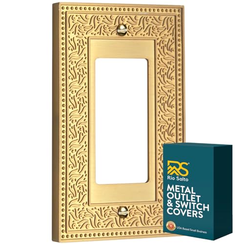 Rio Salto Laurel Collection Brushed Brass Gold Light Switch Plate Wall Plates Rocker Midsize 5