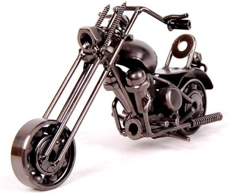 Retro Motorcycle Model, Metal Material, Electrolytic Plating Finish (Metallic black)