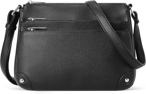 Kiss Sea Crossbody Bag, Soft PU Leather Black Purses for Women, Trendy Women's Shoulder Handbags with Adjustable Strap for Everyday Use