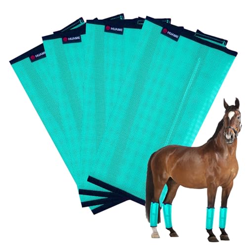 Image of Horse Fly Boots, Breathable Mesh Protection Set of 4, Comfortable Horse Leggings, Breathable Mesh Design, Equine Supplies for Reduce Stomping, Hoof Damage & Leg Fatigue (Green, Medium)