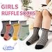Eocom Toddler Ruffle Socks Baby Girls Non Slip Frilly Dress Cotton Grips Socks 6 Pairs(Check, 6-12 Months)