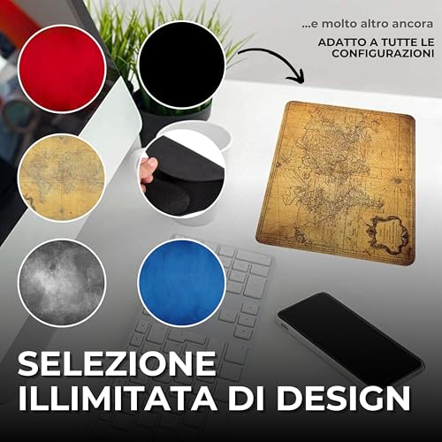 Tappetino Mouse 36 x 25 cm, Mondo marrone, Bordo tagliato al laser, Durevoli, antiscivolo e silenzioso, gioco, ufficio, casa, lavabile, arrotolabile, Tappetini per il Gaming Mousepad - Mousepad - Immagine 2
