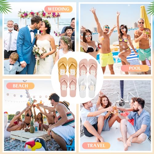 Image of Unittype 48 Pairs Flip Flops Bulk for Wedding Guests Hotel Slippers with Size Cards and Bags for Wedding Beach Pool