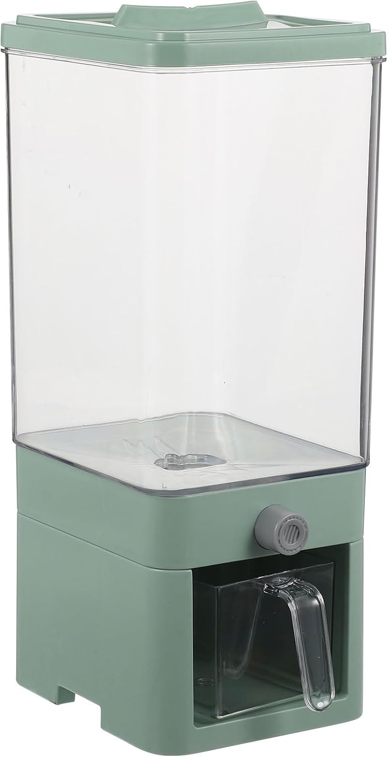 3.75l Green Rice Dispenser Bucket Dry Food Container Grain Storage Organizer with Airtight Lid for Kitchen Countertop
