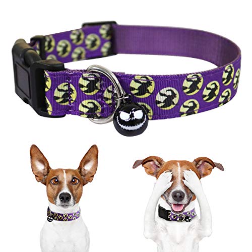 Pedomus Hundehalsband für Halloween, mit kleinem Kürbisglocken-Sicherheitsgurt, Nylongewebe, Large