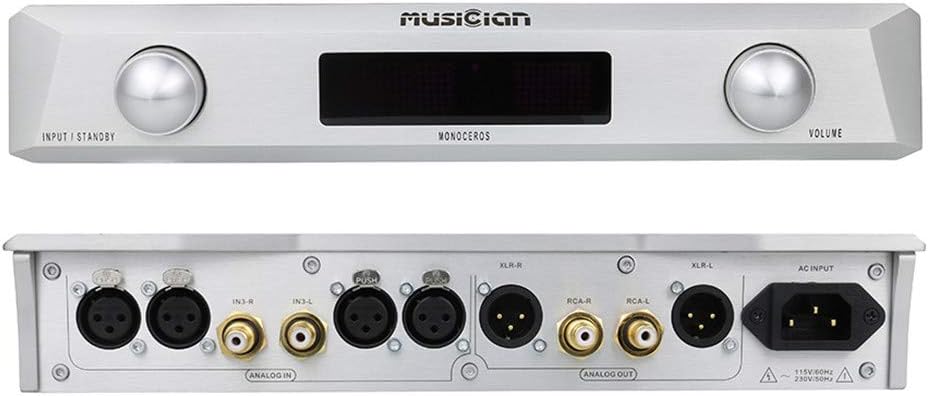 Musician Monoceros Class A Amplifier Home Audio Balanced Power Amps RCA/XLR Balanced Preamp Desktop Pre-amp for DAC with Remote Control (Sliver)