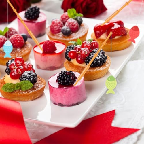 Palillos de caña de pescar de plástico para decoración de mesas dulces 6